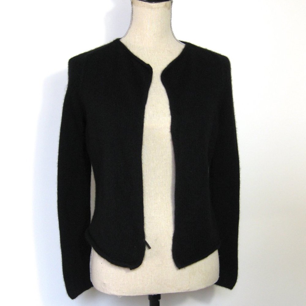 LAMBERTO LOSANI Black Cashmere Open Cardigan SZ S